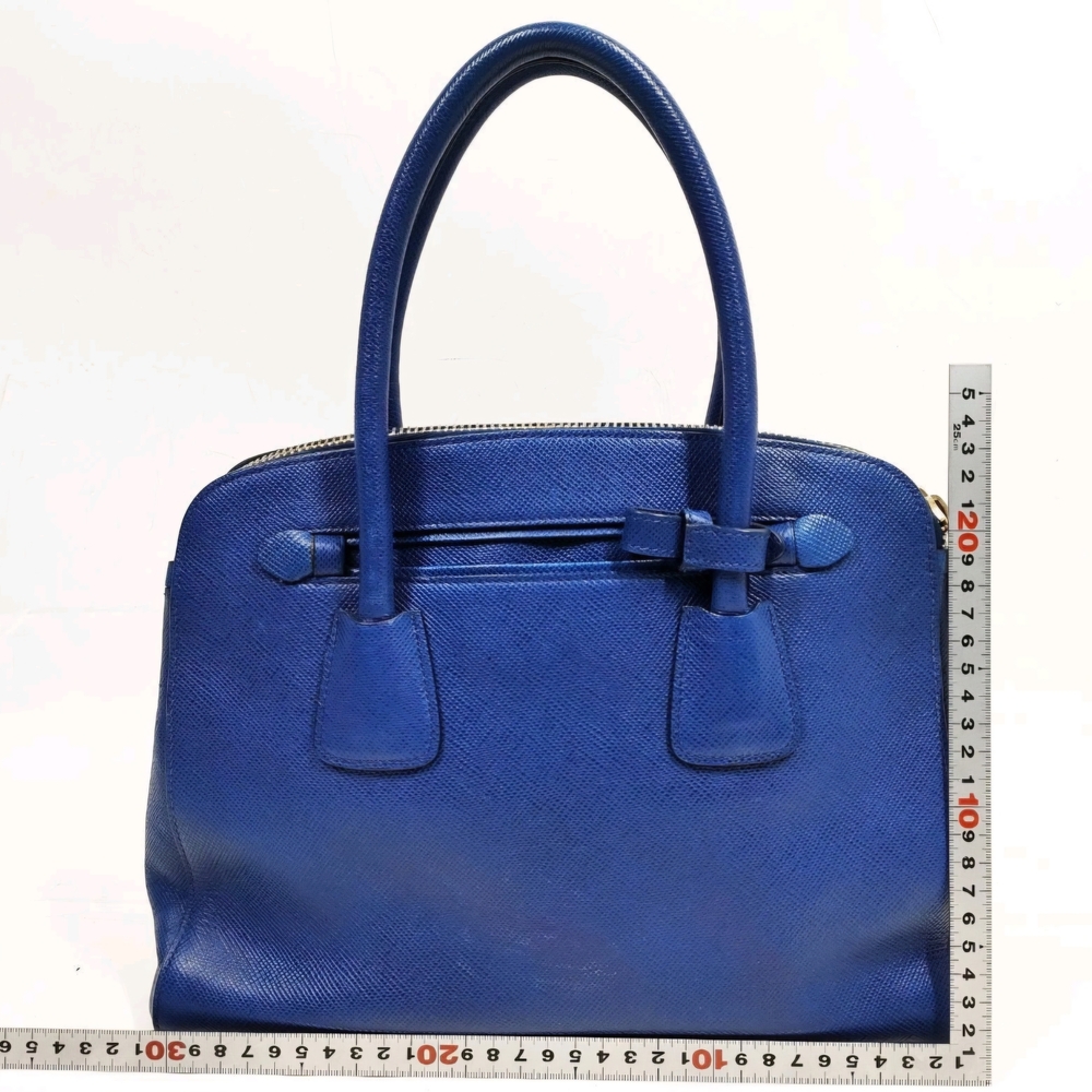 Sold Prada Blue Sappiano Leather Women's Bag Authentic In Excellent Condition - Picture 4 of 11